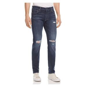 SMN DENIM Mens Navy Tapered, Slim Fit Cotton Blend Denim Jeans 28